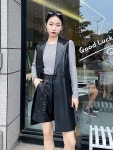 여성용 민소매 정장 재킷, 정품 가죽 긴 조끼 코트, 싱글 버튼 턴다운 칼라, 오피스 레이디 조끼, 봄 패션 : 백령상회