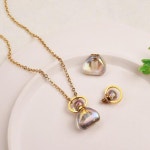 하트팬던트 액자키링 경적 도금 블랙 마노면 미니하트팬던트 별펜던트 : 삼일31