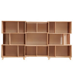 오픈 북카페책장 3단원목책장 고무나무 깊은 와이드 : 리퍼스