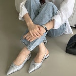 스틸레토 매듭 꼬임 슬링백 플랫 단화 샌들 2cm : 슈클래식