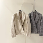 [J0931] 데일리수잔 (세일) 루즈핏 더블 체크 크롭 자켓 (어깨패드) : 수잔클로젯