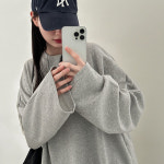 박시핏 데일리 망토 무지 오버핏 긴팔티 : 루너프