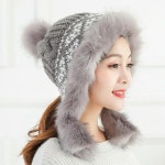 니트캡모자 털방울캡모자 모조 여우털 니트 봄버 모자 방울비니 여자방울모자 : 보이사