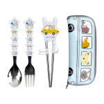 키즈 부릉 1단계 유아젓가락 스푼포크 케이스(자동차) 아기 교정 연습용 자기주도 수저 : 씨에스동양상사