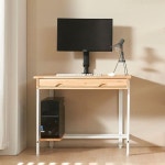 900 600 750 1인용 컴퓨터 본체선반 튼튼한 참죽 원목 스틸 책상 : 루시리빙