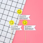 스마일 깃발 생일축하 토퍼 데코픽 케이크장식 : 즐리파티