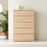 의류 옷 정리 수납 심플 화이트 원목 우드 5단 핸들리스 서랍장 미니수납장 : 홈앤퍼니