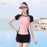 지퍼 수영복 호텔 비키니 실내 반팔 래쉬가드 호캉스 : 하니준메가