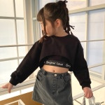 컷 크롭 맨투맨 티셔츠 키즈 초등 여아 주니어 크롭티 : 프리티워나