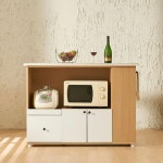 주방 화이트 우드 세라믹 마블상판 수납 렌지대 조리 홈바 우형 밥솥수납장 : 홈앤퍼니