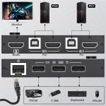 MZX KVM 스위치 RJ45 이더넷 HDMI 도킹 스테이션, 4K USB 허브 스플리터, 컴퓨터 노트북 PC 데스크탑 스위처 선택기 : 샵콰트로