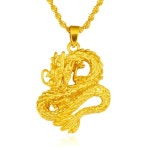 용목걸이 노알러지 갑진년 행운 남성 진짜 옐로우 골드 도금 드래곤 펜던트 형제 아버지 주얼리 체인 바래지 않는 : 200