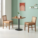 침실 거실 주방 심플 사각 오크 월넛 우드상판 블랙다리 테이블 고급식탁 : 홈앤퍼니