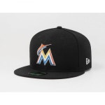 남성힙합모자 Era 59Fifty 남성 캡 MLB 마이애미 말린스 On Field 2018 Fitted 홈 모자 : 해즈ONE