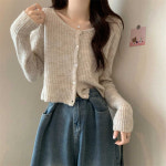 여성 니트 루즈핏  간절기 예쁜 가디건 탑 : 충만잡화점