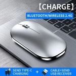 USB 수신기가 있는 무선 블루투스 마우스 음소거 버튼 무소음 충전 노트북용 게임용 PC 게이머 2.4G 2.4G Black : 04대흥