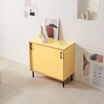 거실 소품 장식 진열 낮은 슬라이딩 비비드컬러 옐로우 수납장 만능선반 : 홈앤퍼니