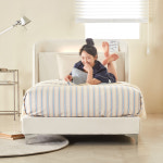 [N포인트 1만](희망일배송)위니 LED 아쿠아텍스 패브릭 침대 프레임 SS(슈퍼싱글) 기본형, 코튼 아이보리 : 웰퍼니쳐