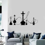 시샤 벽 스티커 커피 숍 창 장식 물 담뱃대 비닐 데칼, 편안한 흡연, 이스트 바 카페 G3284 : 넘버원웍스