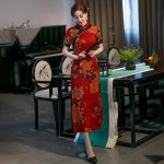 아오자이,치파오,베트남 전통적인 브로드 사이드 칼라 짧은 소매 인쇄 : 오니공공일