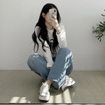 워싱 와이드 데님 팬츠 연청 일자 : 제이와이엠