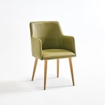 파스텔컬러 pu가죽 스퀘어등받이 우드스틸다리 암체어 카페 의자 회전의자 : 홈앤퍼니