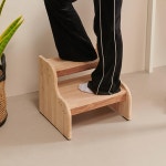 고무나무 원목 우드 미니 2단 화분대 수납 보관 사다리 스툴 협탁 보조의자 : 홈앤퍼니
