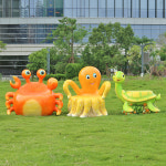 야외 벤치 테라스 호텔 공원 로비 FRP 의자 해양 유리 스틸 조각 문어 바다 거북 돌고 : 브라이트존