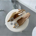 하이퀄리티)리얼 소가죽 스퀘어 큐빅 슬링백 슈즈 : 라 퓌에뜨