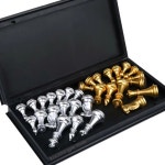 중세 체스 세트 체스판 32 골드 실버 피스 마그네틱 보드 게임 피규어 : 추추추상회