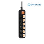 동양전자산업 6구 16A 메인 개별스위치 멀티탭 블랙 DYM-NSG6C/SC-015B (1.5m) : 디스컴시스템