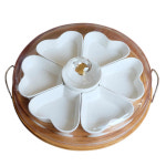 구절판 월남쌈 접시 손님상차림 나눔 그릇 회전트레이 푸드커버 반찬덮개 : 배불