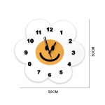 거실 벽걸이 시계 코너 벽시계 인테리어 흰색 꽃 모양 스마일 만화 디지털 음소거 용 현대 침실 홈 데코 : 해외직구존