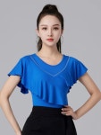 여성 줌바 라틴 댄스복 발레복 용 이브닝 댄스 상의 코스튬 라인스톤 재즈 연습복 스포츠 : 브라이트존