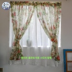 빈티지 이중 작은창 짧은 플라워 창문 커튼 커텐 쉬폰,타일 1x1.2m 하이패스 바 별도 구매,모란사x백사 솔기 1매 별도 구매... 