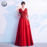 슬림 비즈드레스 무대의상 시니어 드레스 우아한 공연복 합창단,S,다홍색 : 에스 에이치 글로벌