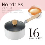 평화 프레이즈 한손 냄비 16 cm유리 뚜껑 첨부 화이트 나무무늬 IH・가스 대응 노르디즈 NR-7973 : yukichimos