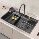 피처린서 싱크대 스테인레스 사각 주방 기 컵 싱크볼 카페 텀블러 워셔 A1-6045+폭포수전+삼각볼 : 영천로컴퍼니