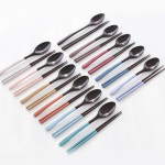 파스텔 옻칠 나무 숟가락 젓가락 한식 우드 수저 세트 : 모드니하우스