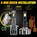 Katur H1 LED 헤드라이트 전구 GC 칩 슈퍼 브라이트 플러그 앤 플레이 할로겐 전구로 11 크기 6000K 화이트 캔버스 선풍기 포함 2 개... 