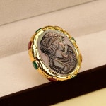 G-G 천연 블랙 바다 쉘 진주 반지 뷰티 페이스 레드 그린 옥 포장 골드 도금 조절 가능 수제 레이디 선물 : 타겟직구