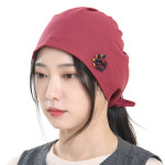 H4087 코사지 면마 삼각 여성두건 : 색동호박