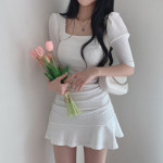 프릴 스퀘어넥 미니원피스 데이트룩 하객룩 : 뉴샤르망