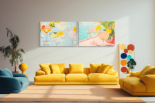 파스텔 봄 드로잉 액자 띄움 액자 캔버스 / 1m이상 (10호-100호) : 아티레이크