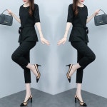 여자 세트 정장 스트라이프 검정 하객룩 : 트러스트이커머스