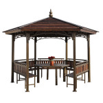 야외 철제 정자 테라스 옥상 원두막 카페 펜션  철예량정 정원 레포츠 타프 이동 조 48 : 브라이트존