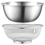 채반 스테인리스 스틸 배수 바구니 주방 대야 쌀 세척 인공물 과일 음식 소쿠리 파인 메쉬 믹싱 볼 야채 : 겟잇컬러