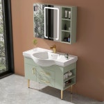 좁은쪽 대분 욕실장 콤피 휴계실 생후 손세면대야 내각 사기그릇 유니바디 세면대발판 거울수납장 셋트 : 사거리마트