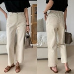 (세일)24ss 럭키룸 스판 속밴딩 크림 일자 팬츠 : 모드니엘