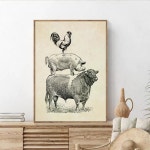 동물 포스터 그림 캔버스 팝아트 액자 귀여운 레트로 클래식 빈티지 유니크 화려 유머 위트 1 13X18cm no frame : 봉구나라